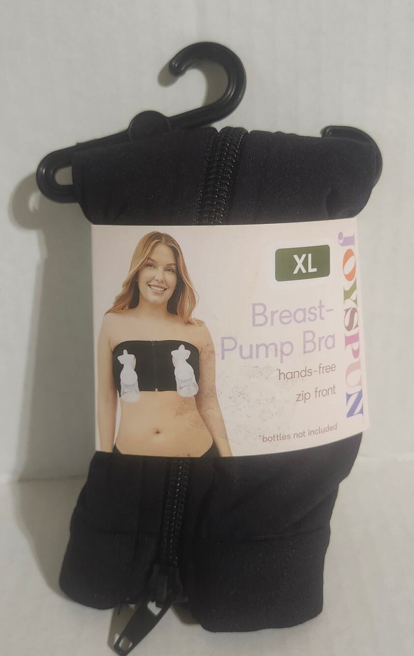 Joyspun Hands-Free Breast Pump Bra XLarge Black Zip Front New